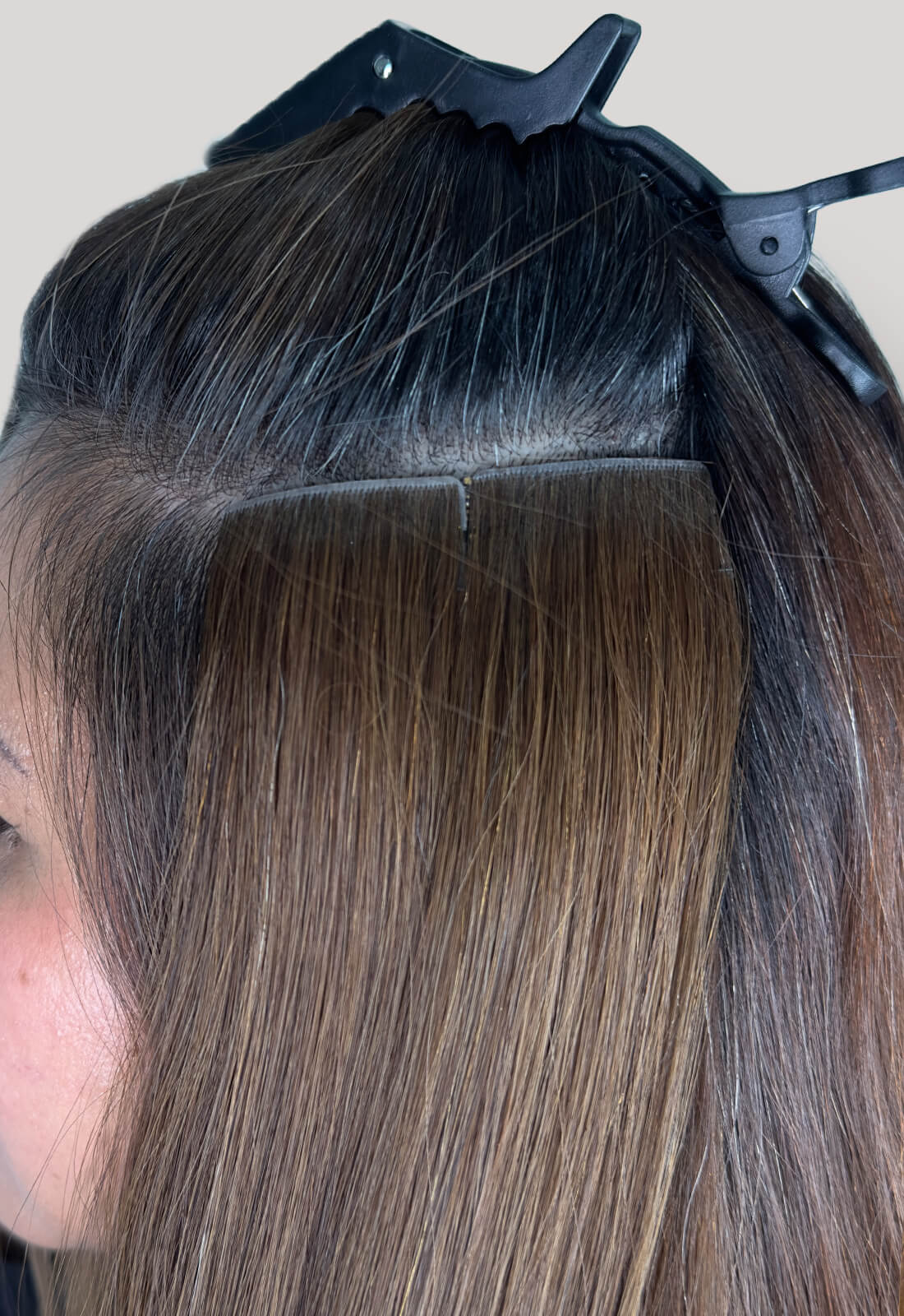 Gold QuickLip Hair Extensions – G18B | Color 2# Brown