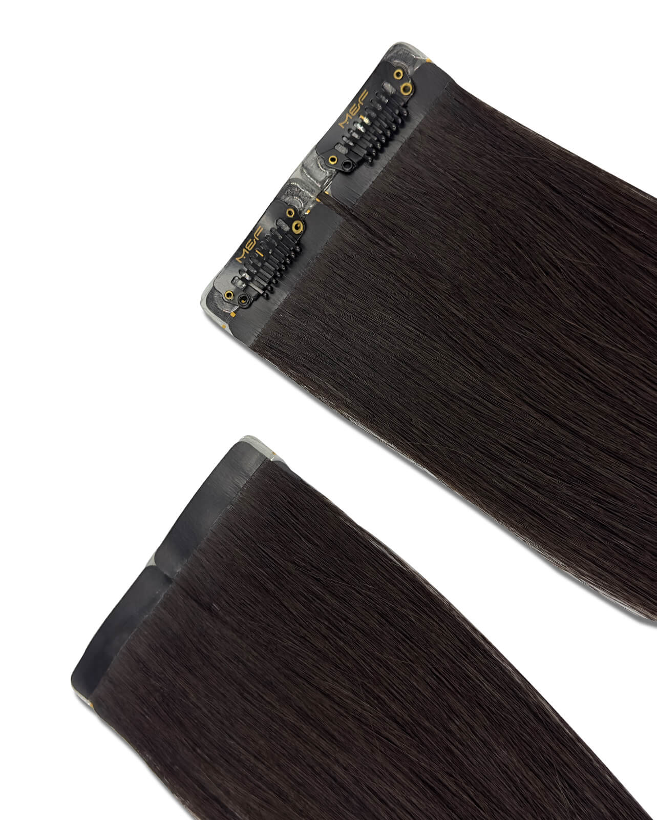 Hair Extensions – S18 Small Bundle (Sizes A + B + C), Color 1B# Dark Brown | 18-Inch Clip-In Extensions
