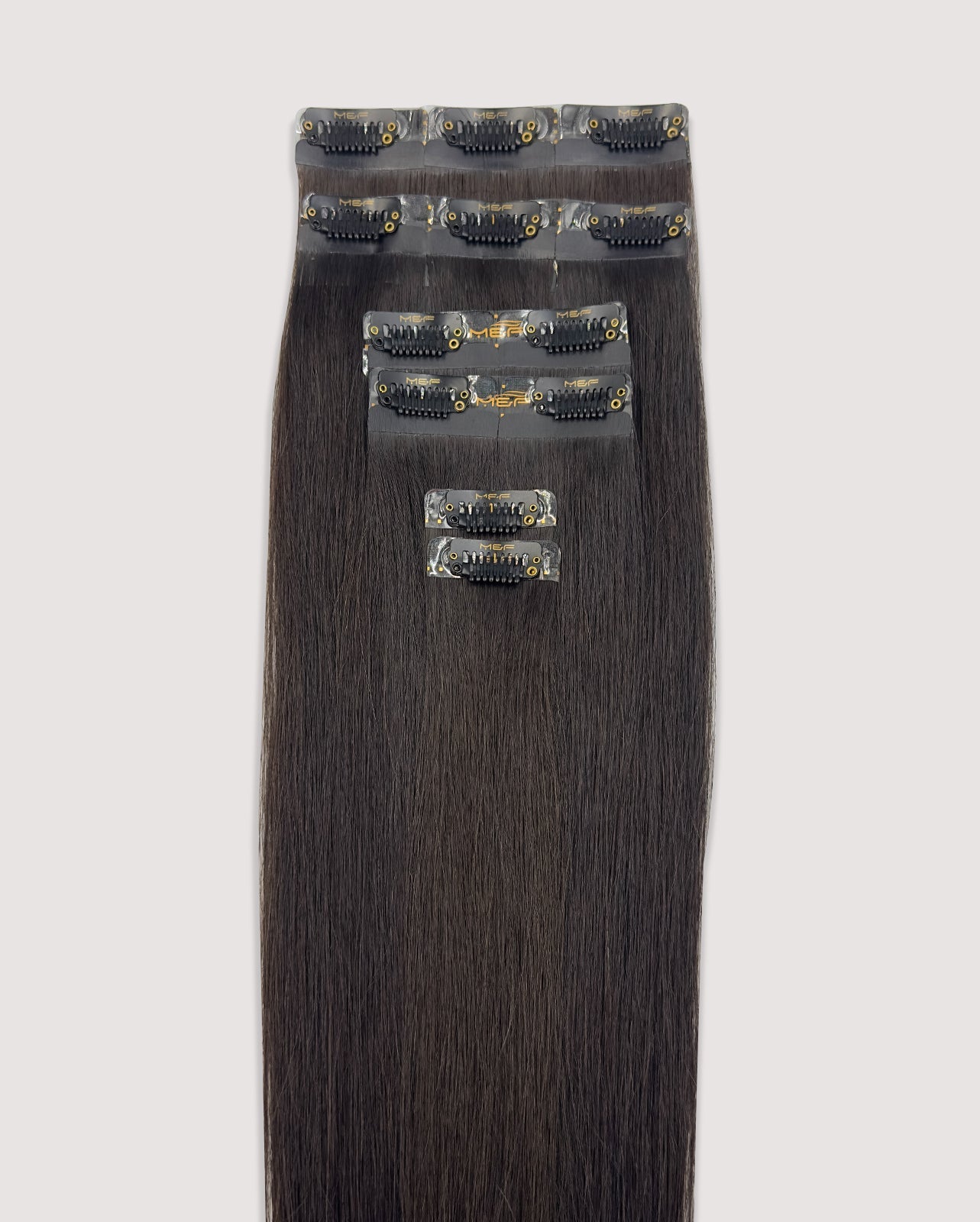 Hair Extensions – S18 Small Bundle (Sizes A + B + C), Color 1B# Dark Brown | 18-Inch Clip-In Extensions