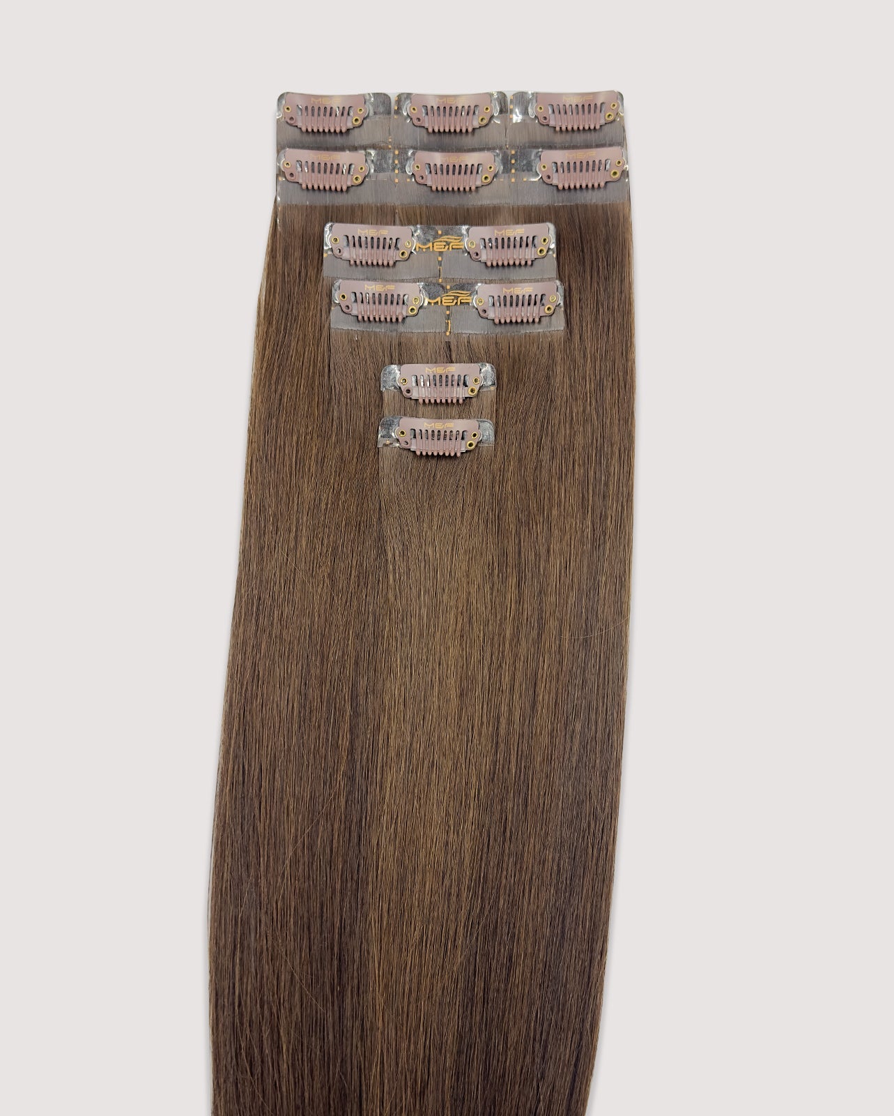 Hair Extensions – S18 Small Bundle (Sizes A + B + C), Color 2# Brown | 18-Inch Clip-In Extensions
