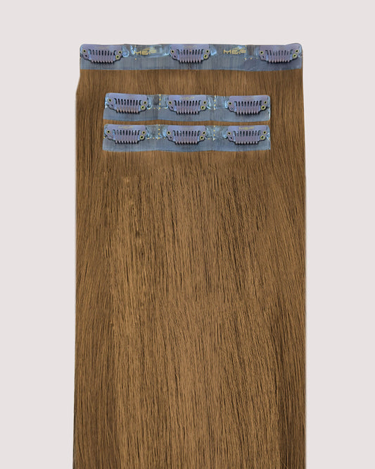 14" Clip - In Human Hair Extensions (Medium Bundle C + D), Color 4 Light Brown | Hair Extensions Dubai - M and F Hair Trading, L.L.C.