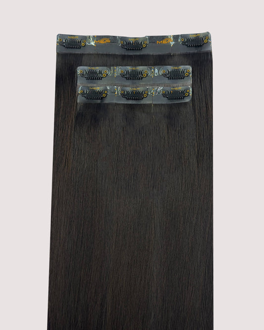 18" Clip - In Human Hair Extensions (Medium Bundle C + D), Color N2 Dark Brown | Hair Extensions Dubai - M and F Hair Trading, L.L.C.