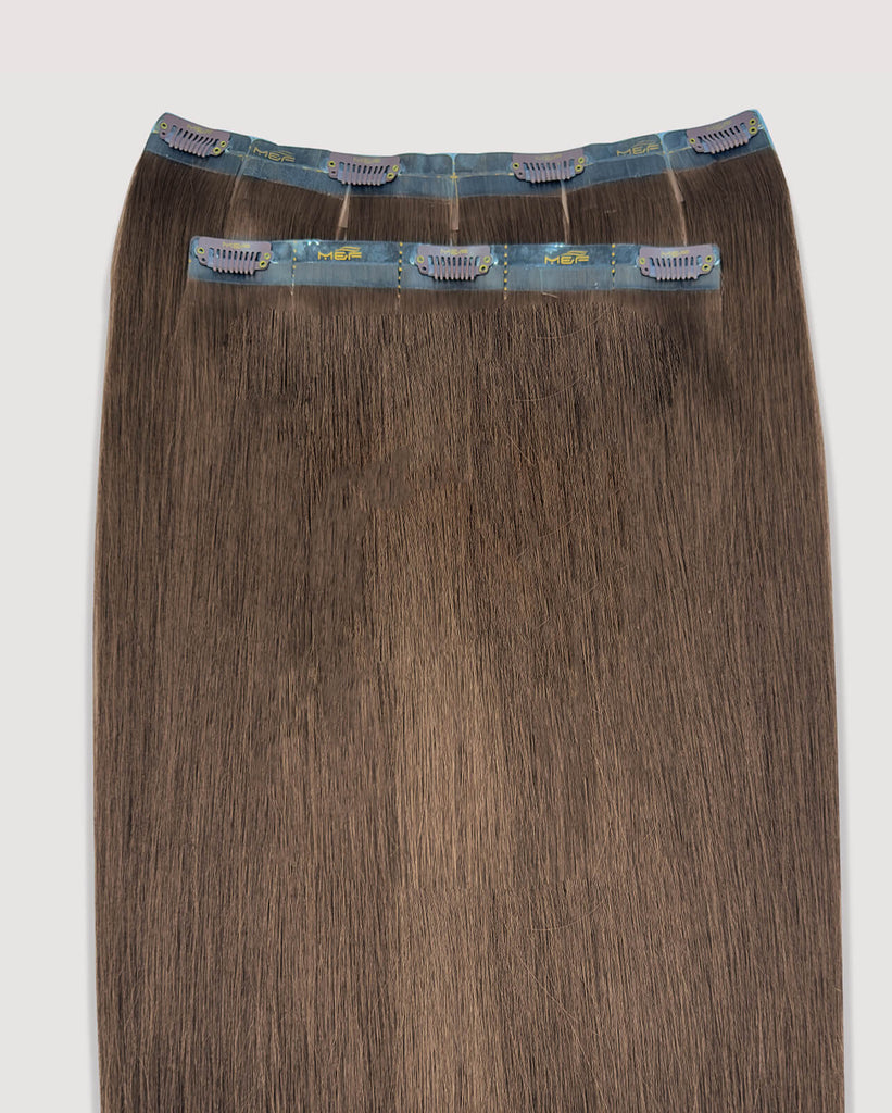 22" Clip - In Human Hair Extensions (Big Bundle E + F), Color 2 Brown | Hair Extensions Dubai - M and F Hair Trading, L.L.C.