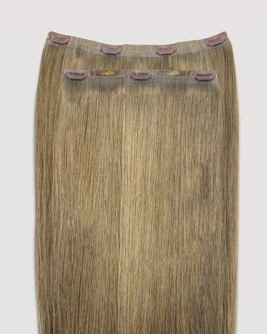 22" Clip - In Human Hair Extensions (Big Bundle E + F), Color 7 Ash | Hair Extensions Dubai - M and F Hair Trading, L.L.C.