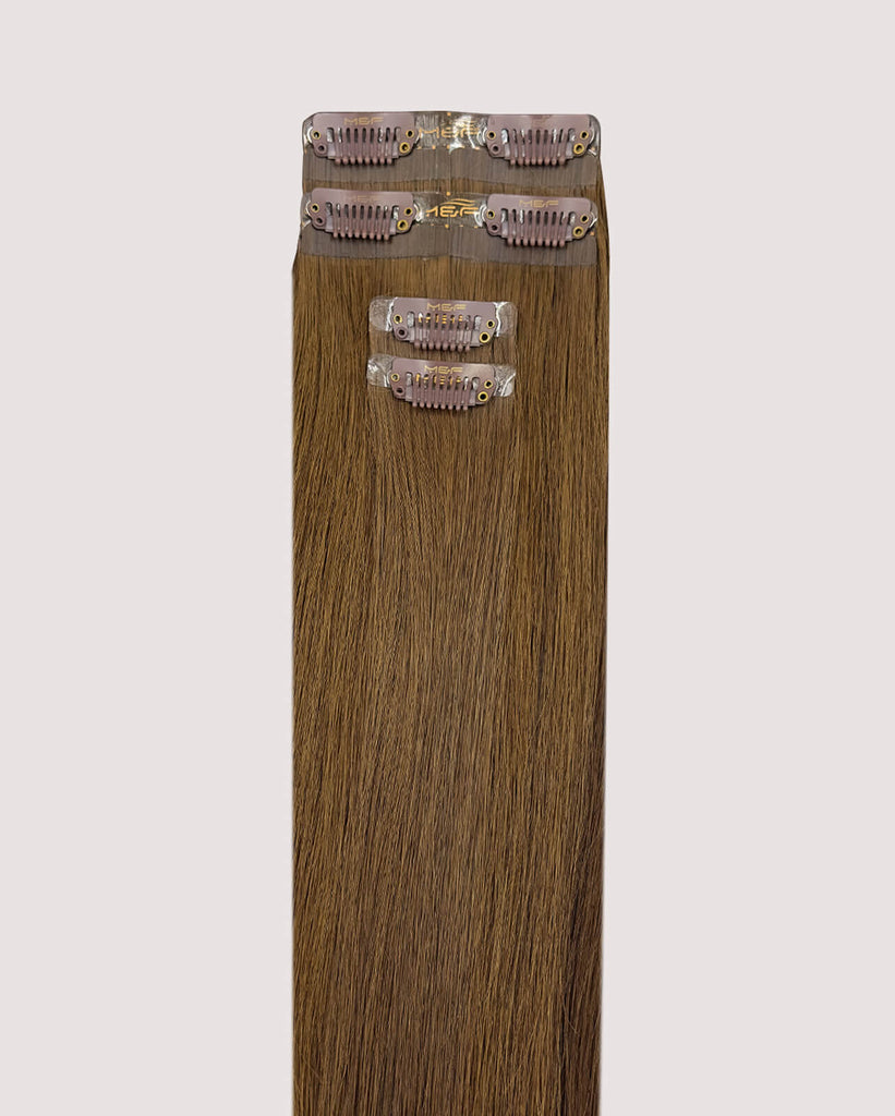 22" Clip - In Human Hair Extensions (Short Bundle A + B), Color 4 Light Brown | Hair Extensions Dubai - M and F Hair Trading, L.L.C.