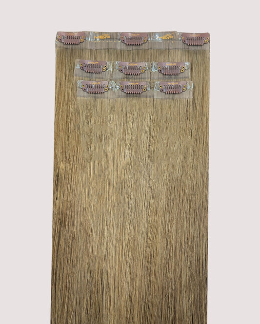 18" Clip-In Human Hair Extensions (Medium Bundle C + D), Color 7# Ash | Hair Extensions Dubai