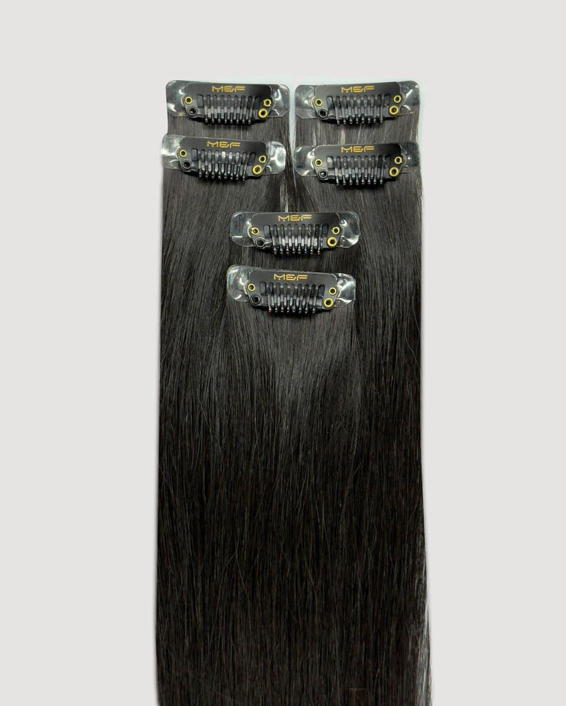 Dark Brown Highlight Extensions – MQ18 Bundle Color 1B | Clip - In & Halo Ready - M and F Hair Trading, L.L.C.
