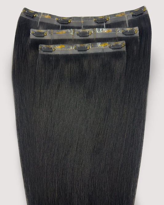 Hair Extensions – S18 Big Bundle (Sizes D + E + F), Color 1 Black | 18 - Inch Clip - In Extensions - M and F Hair Trading, L.L.C.