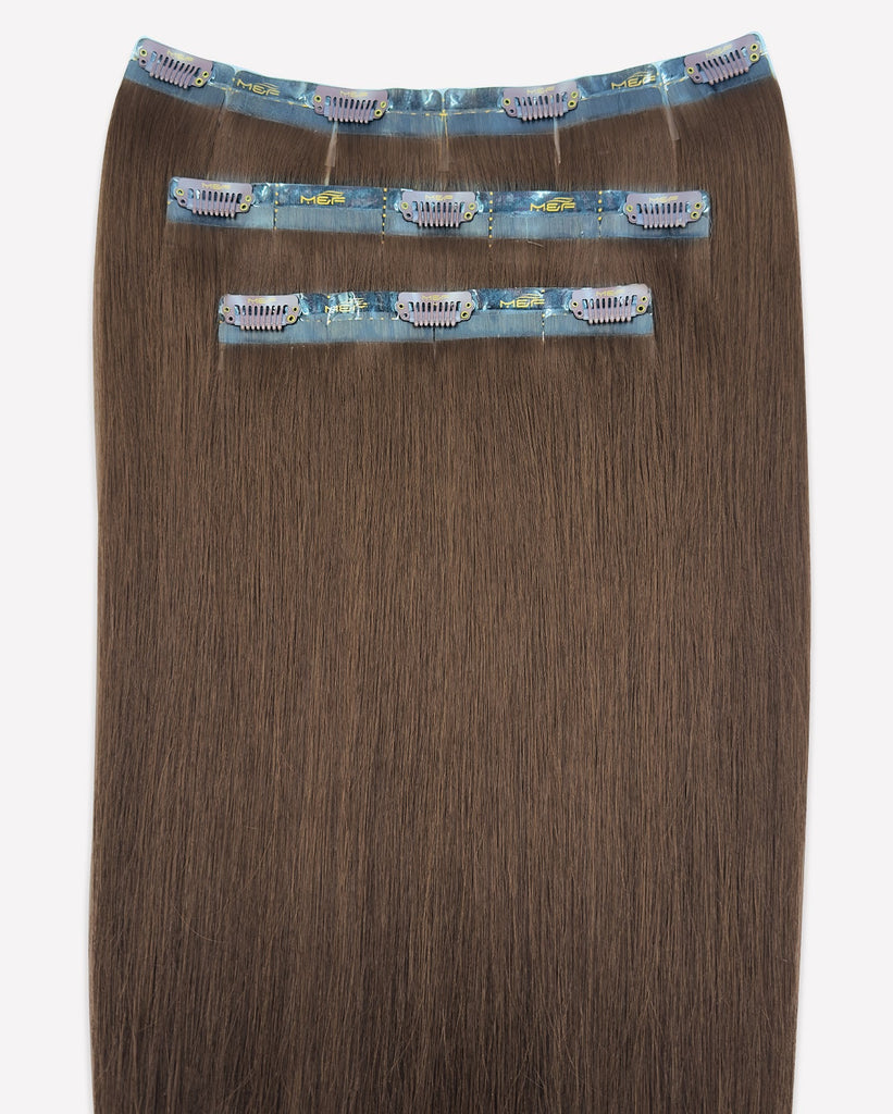 Hair Extensions – S18 Big Bundle (Sizes D + E + F), Color 2 Brown | 18 - Inch Clip - In Extensions - M and F Hair Trading, L.L.C.
