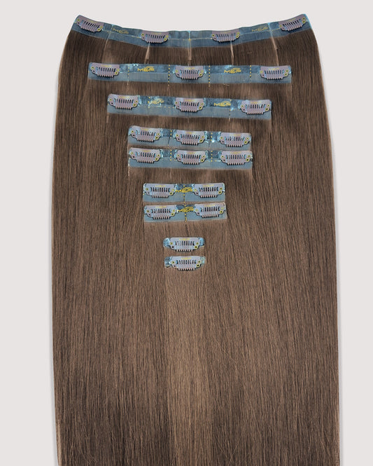 Hair Extensions – S18 Full Set (All Sizes A–F), Color 2 Brown | 18 - Inch Clip - In Extensions - M and F Hair Trading, L.L.C.