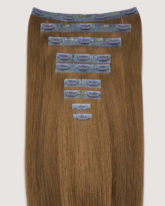 Hair Extensions – S18 Full Set (All Sizes A–F), Color 4 Light Brown | 18 - Inch Clip - In Extensions - M and F Hair Trading, L.L.C.