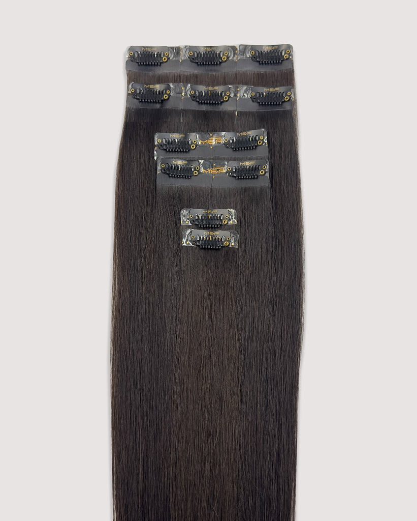 Hair Extensions – S18 Small Bundle (Sizes A + B + C), Color 1B Dark Brown | 18 - Inch Clip - In Extensions - M and F Hair Trading, L.L.C.