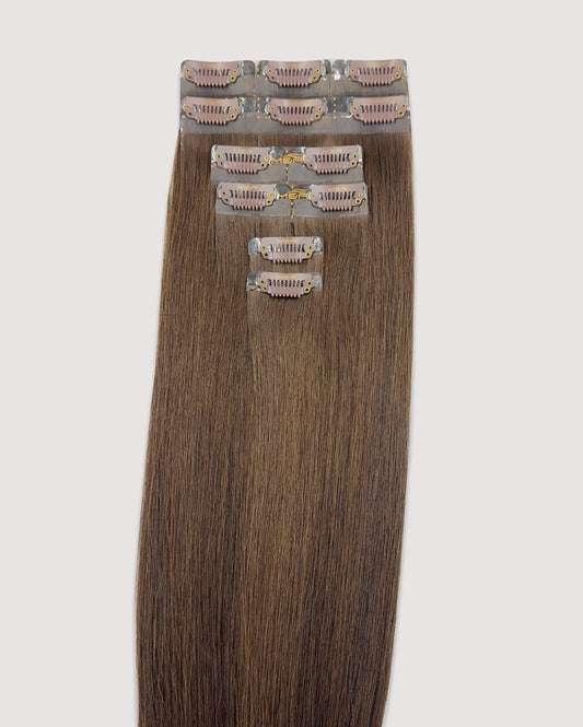Hair Extensions – S18 Small Bundle (Sizes A + B + C), Color 2 Brown | 18 - Inch Clip - In Extensions - M and F Hair Trading, L.L.C.
