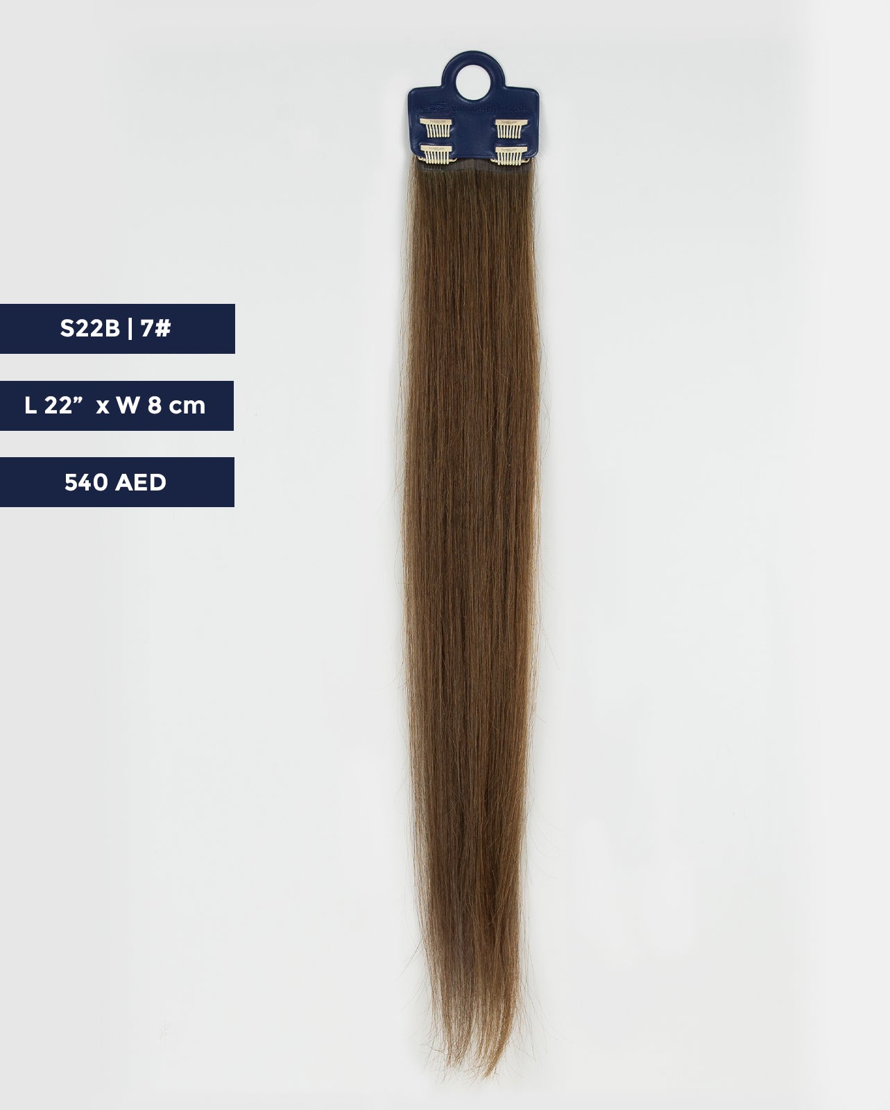 Long Hair Extension – S22B | Ash | 8cm Width Clip - In Piece - M and F Hair Trading, L.L.C.