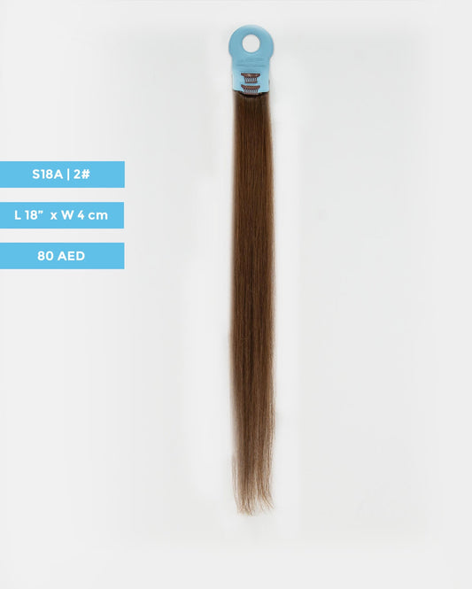 Medium Hair Extension – S18A | Brown | 4cm Width Clip - In Piece - M and F Hair Trading, L.L.C.
