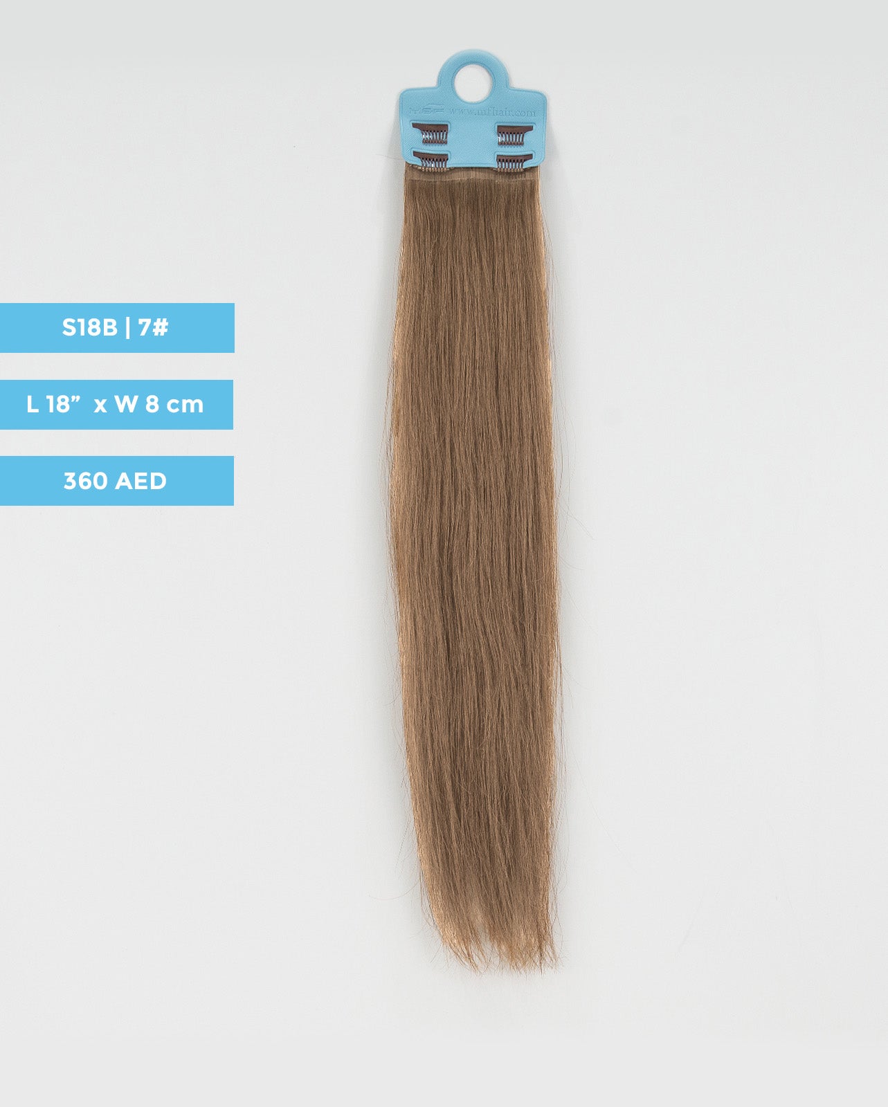 وصلة شعر متوسطة الحجم - S18B | S18B | رمادي | قطعة مشبك بعرض 8 سم - M and F Hair Trading, L.L.C.