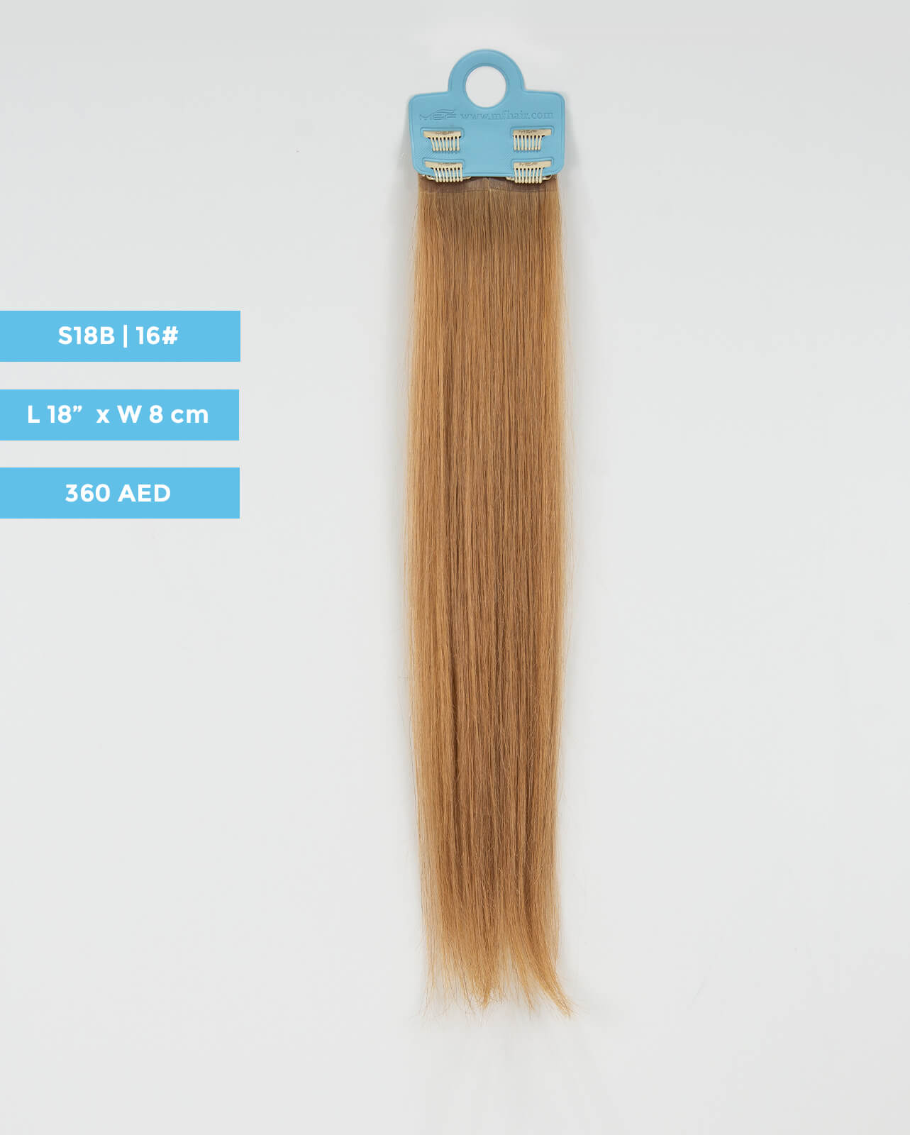 وصلة شعر متوسطة الحجم - S18B | أشقر رمادي | مشبك بعرض 8 سم - M and F Hair Trading, L.L.C.