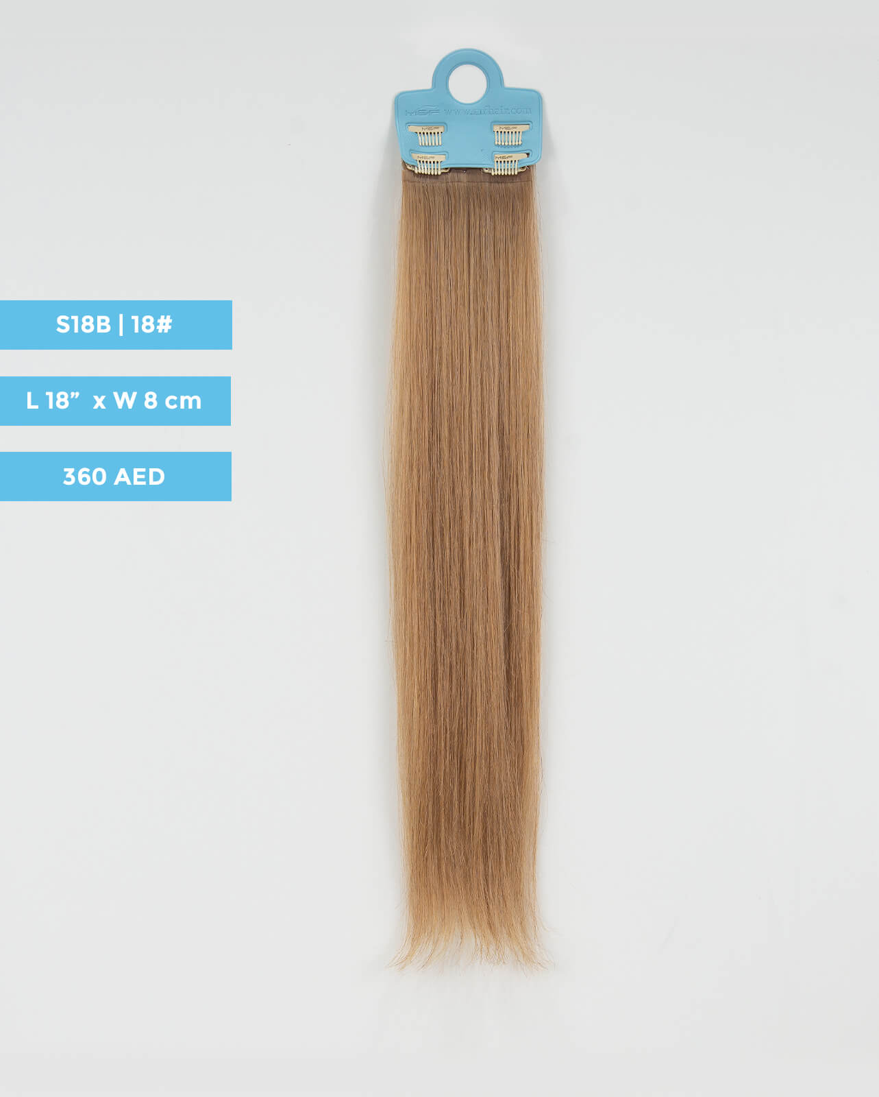 وصلة شعر متوسطة - S18B | S18B | أشقر رمادي فاتح | قطعة مشبك بعرض 8 سم - M and F Hair Trading, L.L.C.