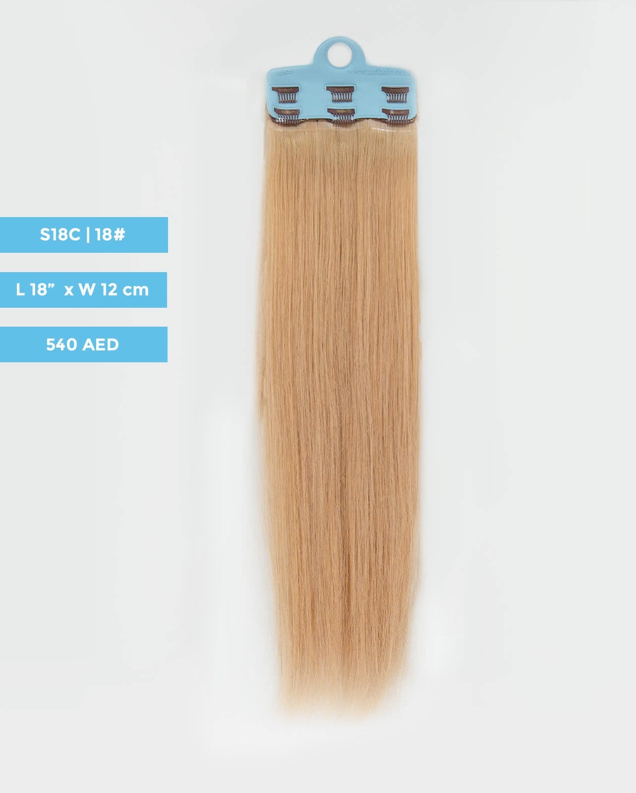 Medium Hair Extension – S18C | Light Ash Blonde | 12cm Width Clip - In Piece - M and F Hair Trading, L.L.C.
