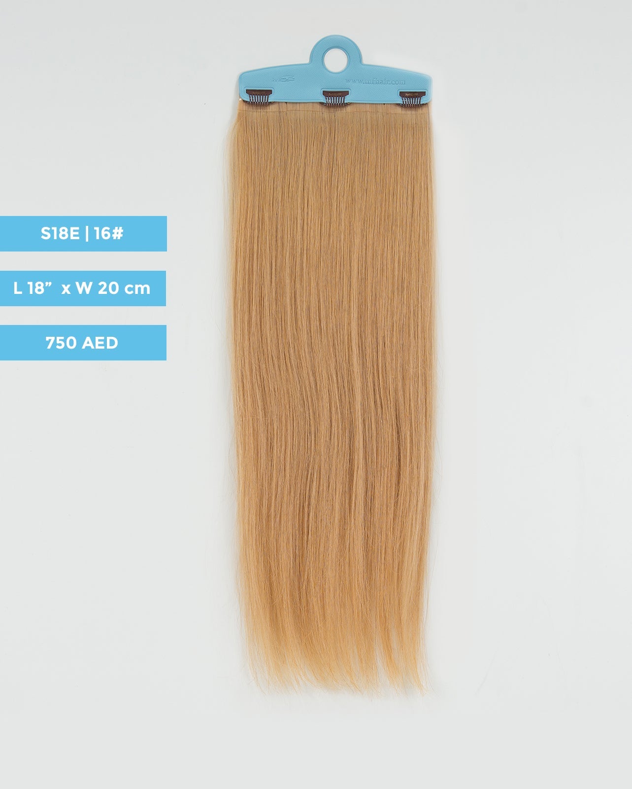 وصلة شعر متوسطة الحجم - S18D | S18D | أشقر رمادي | قطعة مشبك بعرض 16 سم - M and F Hair Trading, L.L.C.