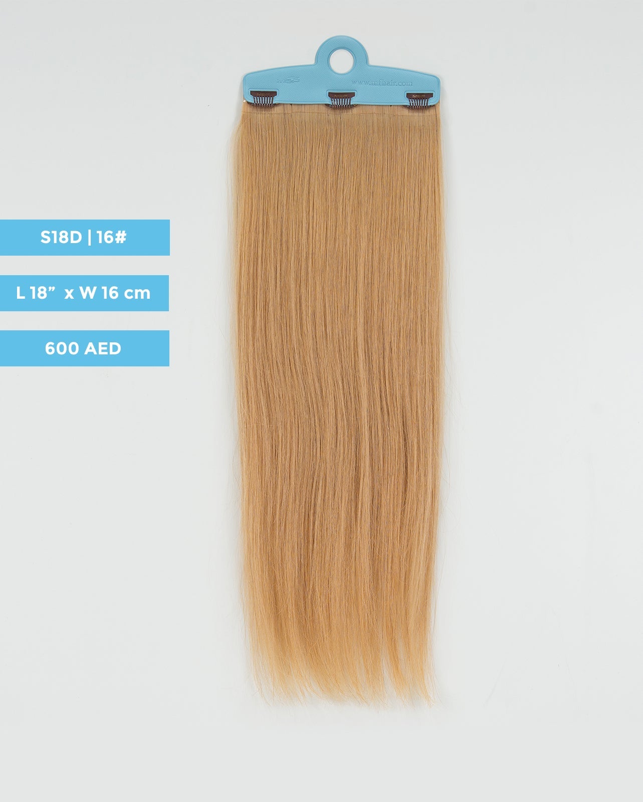 Medium Hair Extension – S18D | Ash Blonde | 16cm Width Clip - In Piece - M and F Hair Trading, L.L.C.
