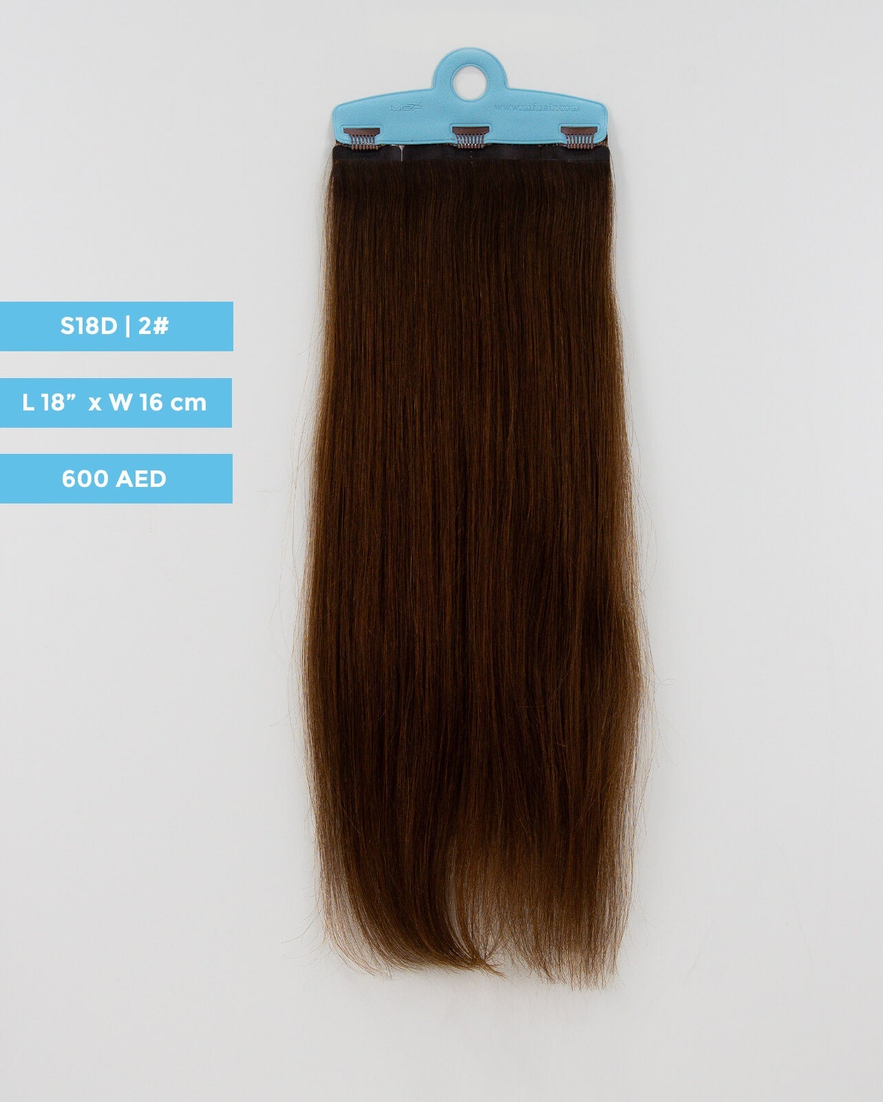 وصلة شعر متوسطة الحجم - S18D | بني | مشبك بعرض 16 سم - M and F Hair Trading, L.L.C.