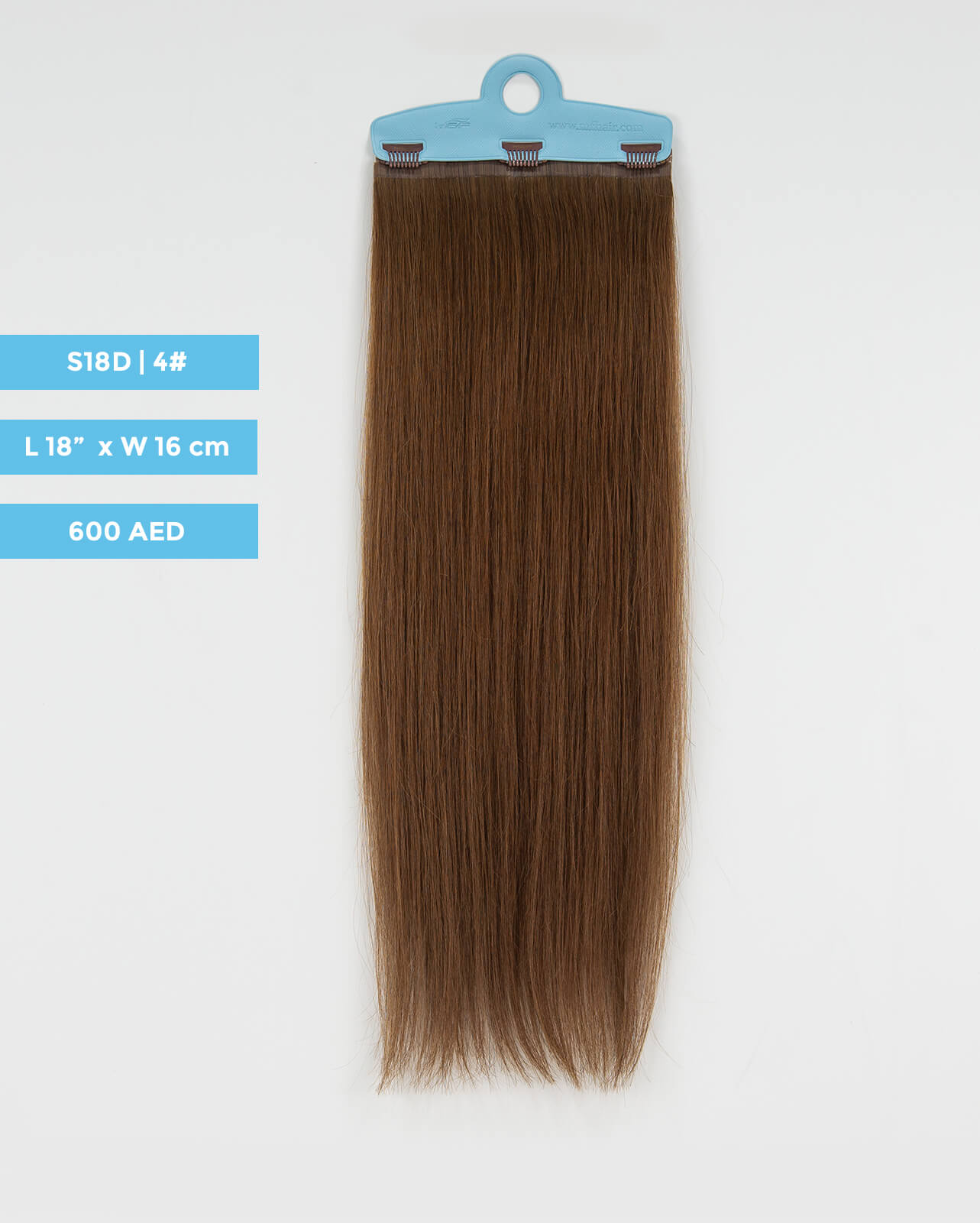 وصلة شعر متوسطة الحجم - S18D | S18D | بني فاتح | مشبك بعرض 16 سم - M and F Hair Trading, L.L.C.