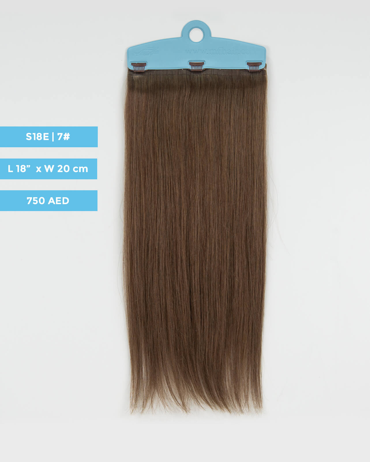 وصلة شعر متوسطة الحجم - S18E | S18E | رمادي | قطعة مشبك بعرض 20 سم - M and F Hair Trading, L.L.C.