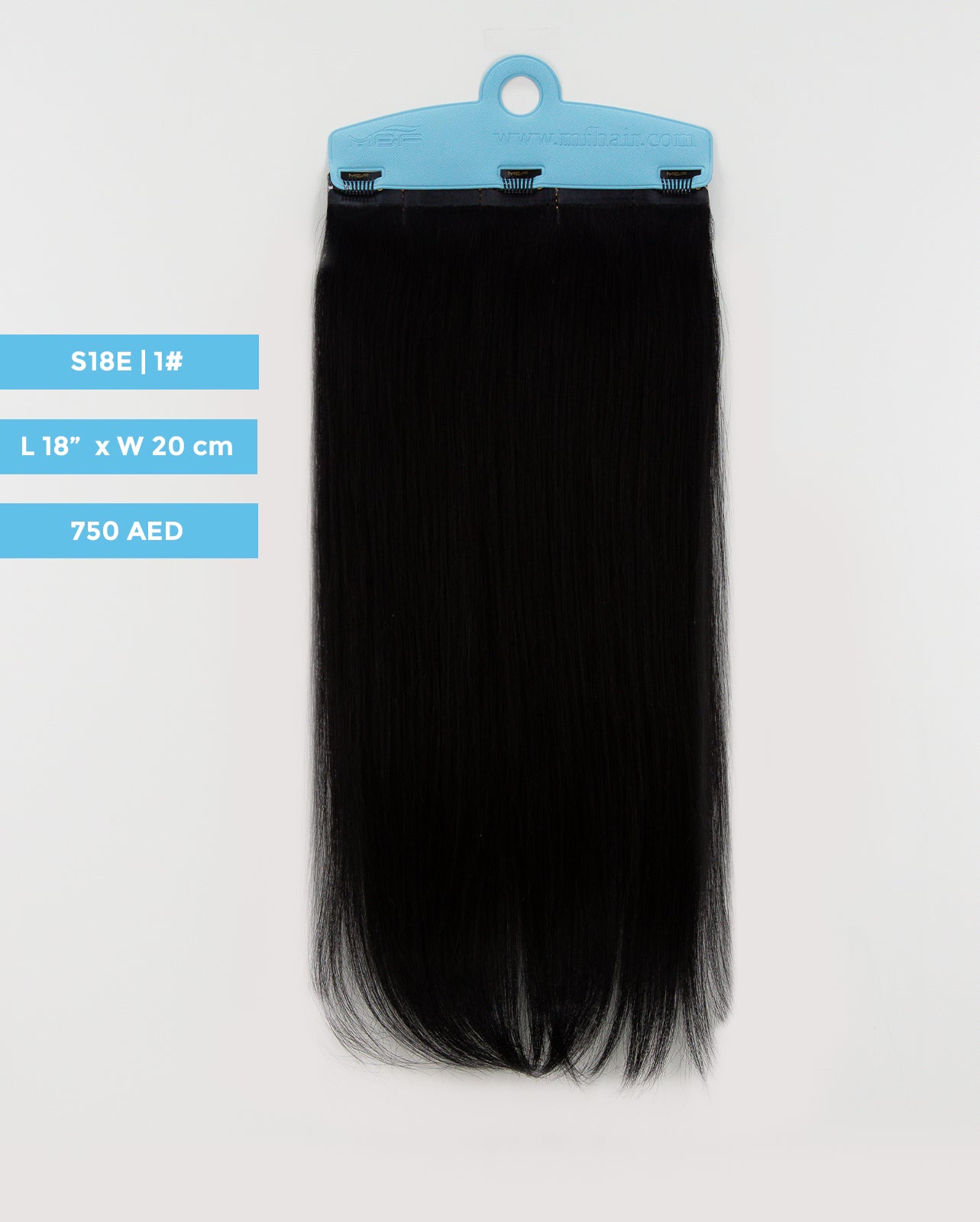 وصلة شعر متوسطة الحجم - S18E | أسود | مشبك بعرض 20 سم - M and F Hair Trading, L.L.C.