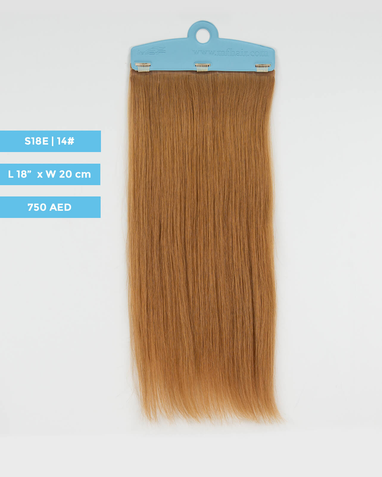وصلة شعر متوسطة الحجم - S18E | S18E | كراميل | قطعة شعر بعرض 20 سم - M and F Hair Trading, L.L.C.