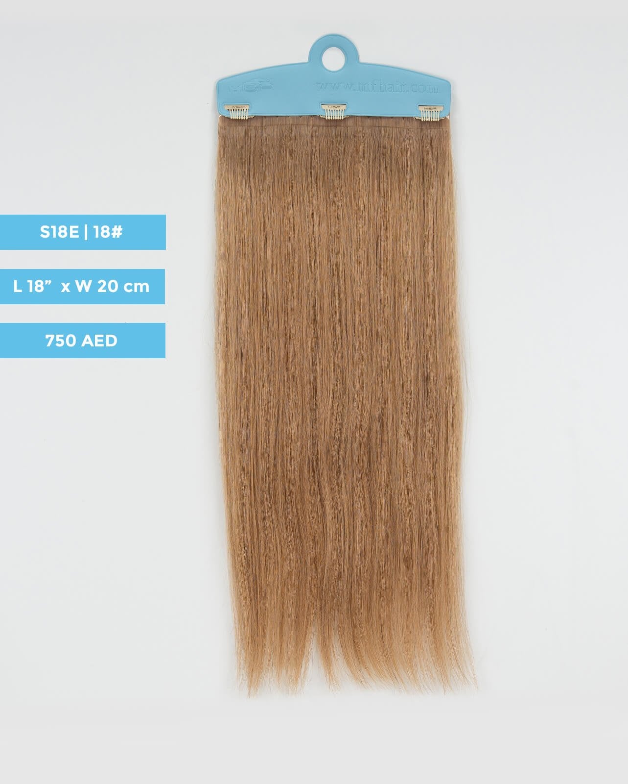 وصلة شعر متوسطة - S18E | S18E | أشقر رمادي فاتح | قطعة مشبك بعرض 20 سم - M and F Hair Trading, L.L.C.