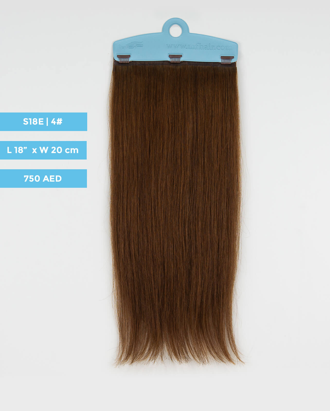 وصلات شعر متوسطة - S18E | بني فاتح | مشبك شعر بعرض 20 سم - M and F Hair Trading, L.L.C.