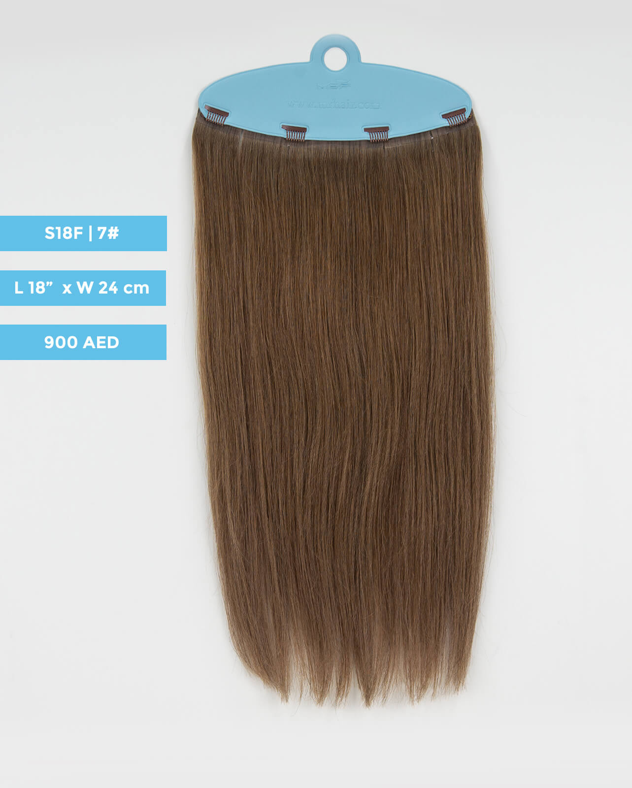 وصلة شعر متوسطة الحجم - S18F | S18F | رمادي | قطعة مشبك بعرض 24 سم - M and F Hair Trading, L.L.C.