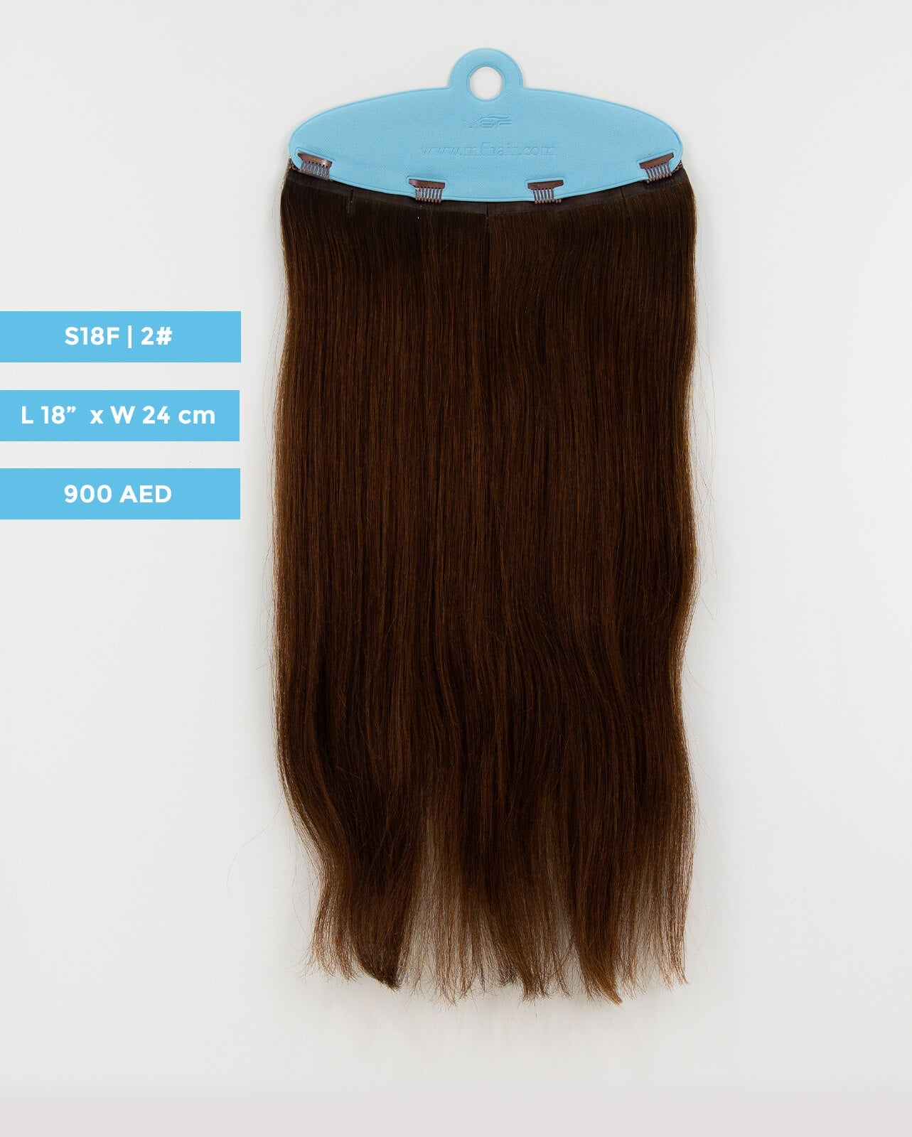 وصلة شعر متوسطة الحجم - S18F | بني | مشبك بعرض 24 سم - M and F Hair Trading, L.L.C.