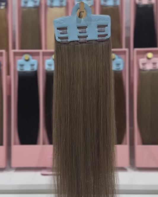 14" Clip-In Human Hair Extensions (Small Bundle A + B + C), Color 7# Ash | Hair Extensions Dubai