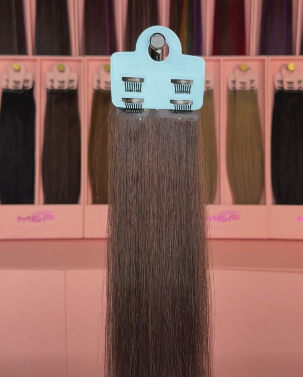 #14inchHairClipDarkBrownHairExtension