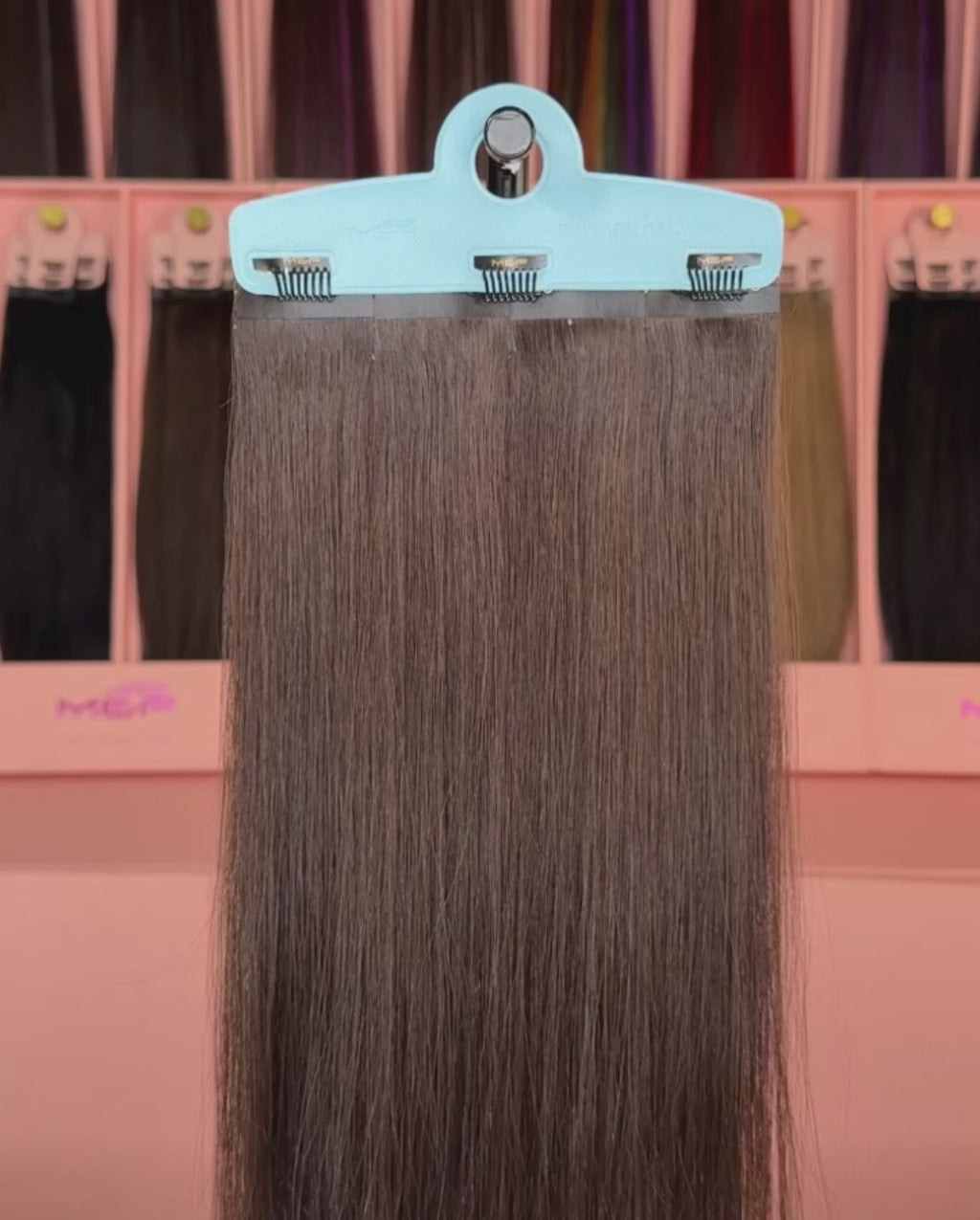 #18inchHairClipDarkBrownHairExtension