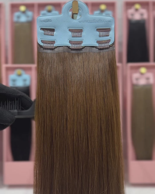#14inchHairClipLightBrownHairExtension