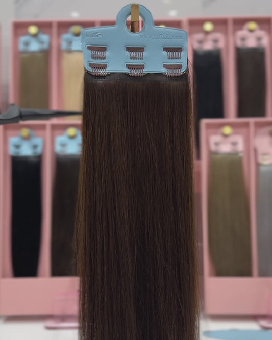 18" Clip-In Human Hair Extensions (Small Bundle A + B + C), Color 2# Brown | Hair Extensions Dubai