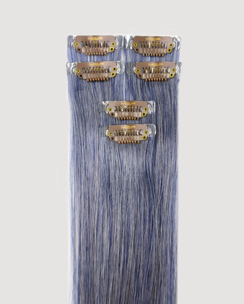 Rainbow Color Highlight Extensions – MQ14 Ash Blue | Clip - In - M and F Hair Trading, L.L.C.